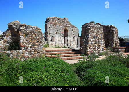 Ruinen der Burg, Castelmola, Taormina, Sizilien, Italien Stockfoto