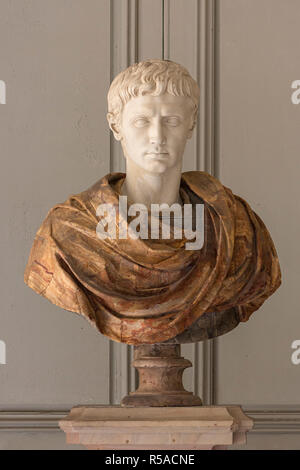 Römische Büste, Archäologisches Museum, Straßburg, Elsass, Frankreich Stockfoto