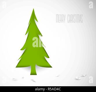 Einfachen vektor Weihnachtsbaum schneiden Sie aus weißem Papier - original New Year Karte Stock Vektor