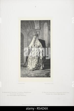 Sa Majeste l'Imperatrice Alexandra Feodorowna. Alexandra Fjodorowna (Russisch: Ð˜Ð¼Ð¿ÐµÑ € Ð°Ñ' Ñ € Ð'Ñ†Ð° ÐÐ"ÐµÐºÑÐ°Ð½Ð'Ñ € Ð° Ð¤Ñ'Ð' Ð¾Ñ € Ð¾Ð²Ð½Ð°, Imperatritsa Aleksandra Fyodorovna) (1872 â € "1918), wurde Kaiserin Gefährtin von Russland als Ehepartner Nikolaus II., der letzte Kaiser des Russischen Reiches, und war mit ihrer Familie durch die Bolschewiki ausgeführt. ÐÐ"ÑOEÐ±Ð¾Ð¼ÑŠ ÑŽÐ¼Ð ÐºÐ¾ÑÑ''Ñ € Ð¾Ð²Ð°Ð½Ð½Ð°Ð³Ð¾ Ð±Ð°Ð"Ð° Ð²ÑŠ Ð-Ð' Ð "Ð¼Ð½ÐµÐ¼ÑŠ Ð²Ð¾Ñ € Ñ†Ñ £ € ÐµÐ²Ñ Ð²ÑŠ Ñ"Ð°Ð"Ñ £ 1903 Ð³. = Album du bal costumeÌ au Palais d'hiver: feÌvrier 1903. S.-Peterburg: EÌ‡kspeditï' sï'¡iÌ" Ich'Aï gebaut'¡zagotovleniÌ" Ich'Aï gebaut'¡Gos. b Stockfoto