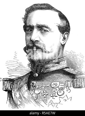 Sauter Charles Denis Bourbaki, 22. April 1816, 22. September 1897, französischer General, Holzschnitt, Porträt, Frankreich Stockfoto