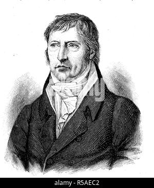 Porträt von Georg Wilhelm Friedrich Hegel, 27. August 1770, den 14. November 1831, Philosoph, Holzschnitt, Deutschland Stockfoto