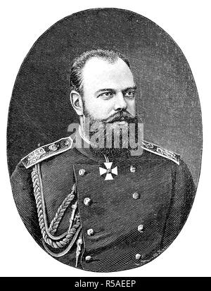 Alexander III., 10. März 1845, 1. November, Kaiser von Rußland, Holzschnitt, Russland Stockfoto