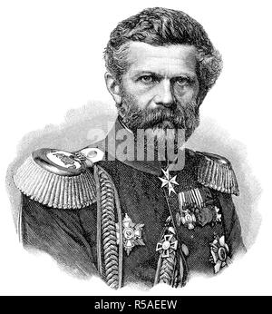 Edwin Freiherr von Manteuffel, 24. Februar 1809, vom 17. Juni 1885, Deutscher Generalfeldmarschall, Holzschnitt, Deutschland Stockfoto