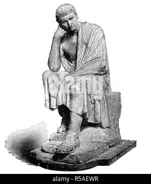 Aristoteles Aristoteles, 384 v. Chr., 322 v. Chr. v. Chr., Holzschnitt, Italien Stockfoto