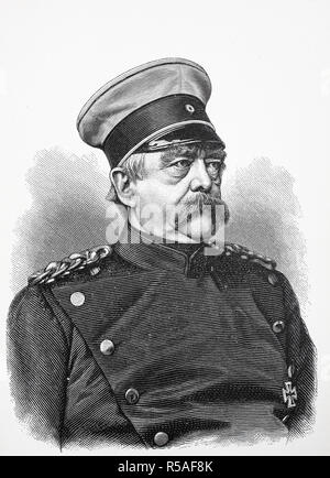Portrait von Otto Eduard Leopold Fürst von Bismarck, Herzog von Lauenburg, 1. April 1815, vom 30. Juli 1898, Otto von Bismarck Stockfoto