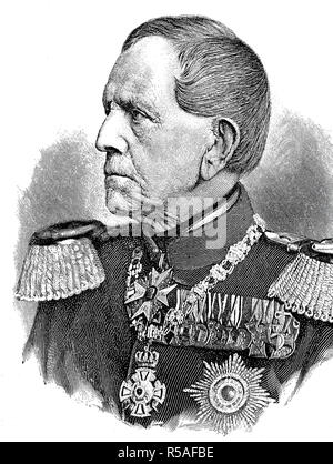 Helmuth Karl Bernhard von Moltke, ab 1870 Graf von Moltke, 26. Oktober 1800 24. April 1891, preußischer Feldmarschall, Holzschnitt Stockfoto