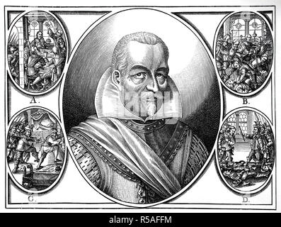 Portrait von Wallenstein, eigentlich Albrecht Wenzel Eusebius von Waldstein, September 24, 1583, 25 Februar, 1634, Holzschnitt Stockfoto