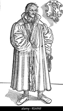 Philipp Melanchthon, Philippus Melanchthon, 1497, 1560, geboren Philipp Schwartzerdt, war ein deutscher lutherischer Reformator, Holzschnitt Stockfoto