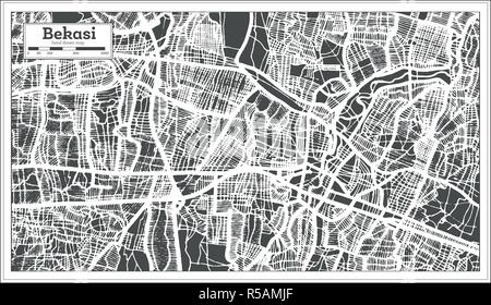 Bekasi Indonesien Stadtplan im Retro-stil. Übersichtskarte. Vector Illustration. Stock Vektor