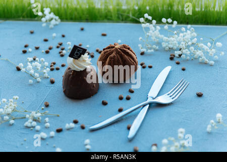 Schokolade Pralinen. Schöne Schokolade Kuchen auf den Tisch und ist bereit, gegessen zu werden. Stockfoto