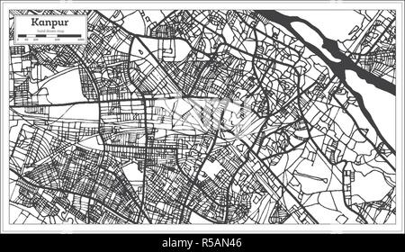 Kanpur Indien Stadtplan im Retro-stil. Übersichtskarte. Vector Illustration. Stock Vektor