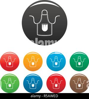 Jeans schürze Icons Set 9 Farbe Vektor isoliert auf Weiss für jedes Design Stock Vektor