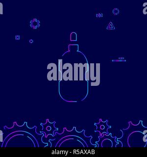Bike oder Fahrrad Trinkflasche Vektorlinie Symbol, Symbol, Piktogramm, Zeichen auf einem dunkelblauen Hintergrund. Der unteren Grenze Stock Vektor