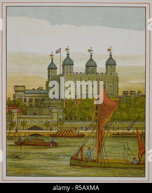 Blick auf den Tower von London. Abbildung von â € "London Stadt €™. London Town. Bild von: London Town. Verse von Felix Leigh. Quelle: 12805.9, Seite 11. Thema: Kran, Thomas. Stockfoto