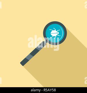 Glas computer Virus Symbol "Vergrößern". Flache Darstellung von Glas computer Virus Vektor Symbol für Web Design vergrößern Stock Vektor