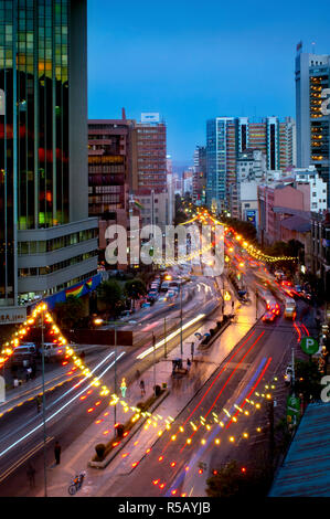 Der Prado, Avenida 16 de Julio, Main Street, Downtown, La Paz, Bolivien. Stockfoto