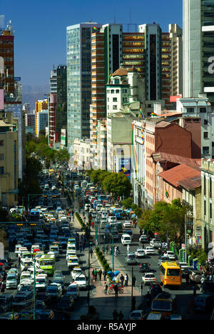 Der Prado, Avenida 16 de Julio, Main Street, Downtown, La Paz, Bolivien. Stockfoto