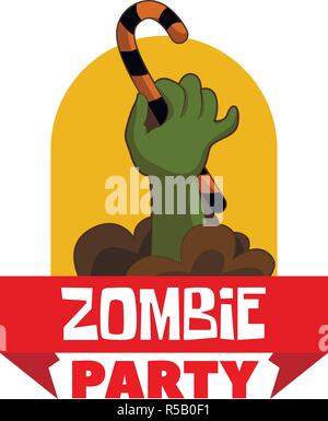 Zombie party Logo. Cartoon von Zombie party Vektor Logo für Web Design auf weißem Hintergrund Stock Vektor