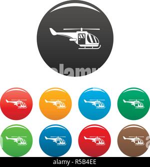 Militärische Hubschrauber Icons Set 9 Farbe Vektor isoliert auf Weiss für jedes Design Stock Vektor