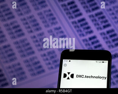 DXC Technologie Firmenlogo auf dem Smartphone angezeigt. Stockfoto