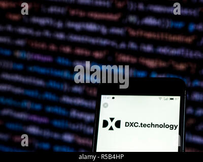 DXC Technologie Firmenlogo auf dem Smartphone angezeigt. Stockfoto