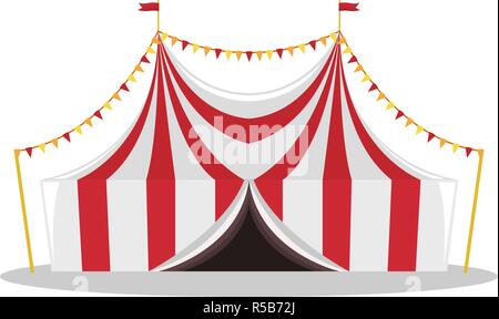 Flache Abbildung: ein Zirkuszelt. Isolierte Abbildung. Stock Vektor