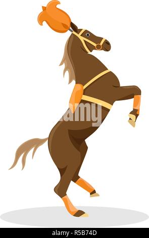 Zirkus ausgebildeten Pferd in Bühne Dekoration. Flache Vector Illustration. Stock Vektor