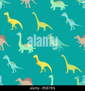 Nahtlose Muster mit einem Vektor cartoon Dinosaurier. Stock Vektor