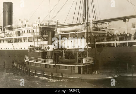 S.S. Appam. Die appam eingegebenen Hampton Straßen, Virginia, 1. Februar 1916 mit Deutscher Preis Crew von 22 unter Leutnant Hans Benge, 429 Mitglieder der Besatzung und der Fluggäste. 1916 Stockfoto