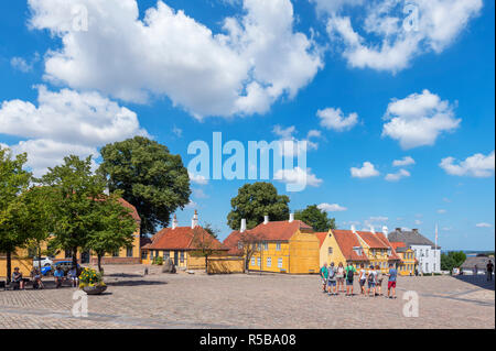 Die alten Häuser auf Skolegade außerhalb Roskilde Kathedrale (Roskilde Domkirke), Roskilde, Seeland, Dänemark Stockfoto