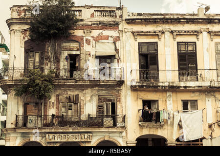 Kuba, Havanna, Havanna Vieja, Detail, Plaza del Cristo Gebäude Stockfoto