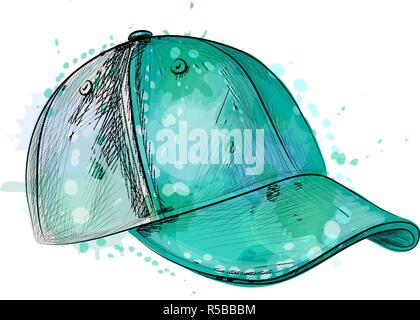 Abstrakte Baseball Cap aus einem Splash von Aquarell Stock Vektor