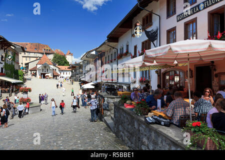 Schweiz, Kanton Freiburg, Altstadt von la Gruyeres Stockfoto