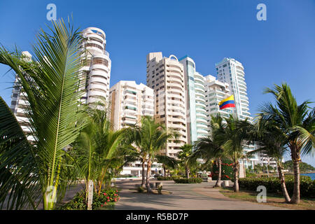 Bolivar, Cartagena De Indias, Bahia de Cartagena, Kolumbien und Bocagrande aus Castillogrande Stockfoto