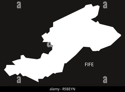 Fife Schottland Karte schwarz invertiert Silhouette Abbildung Stockfoto