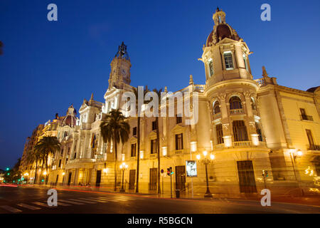 Rathaus, Plaza del Ayuntamiento, Valencia, Spanien Stockfoto