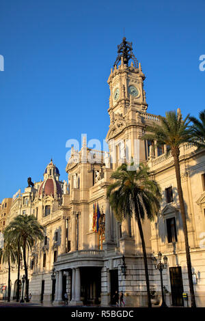 Rathaus, Plaza del Ayuntamiento, Valencia, Spanien Stockfoto