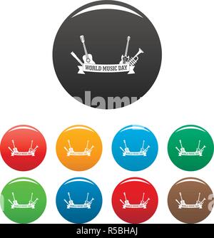 World Music Tag Icons Set 9 Farbe Vektor isoliert auf Weiss für jedes Design Stock Vektor