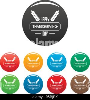 Thanksgiving Day Icons Set 9 Farbe Vektor isoliert auf Weiss für jedes Design Stock Vektor