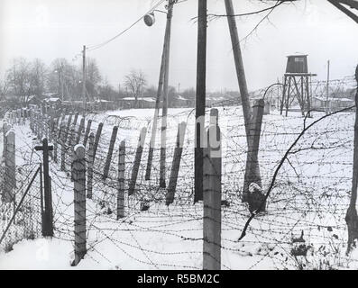 November 23, 1962, Berlin, Neukölln, Sackfuehrer Damm. Grenze im Winter Stockfoto