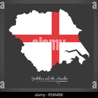 Yorkshire und Humber Karte mit Flagge von England Abbildung Stockfoto