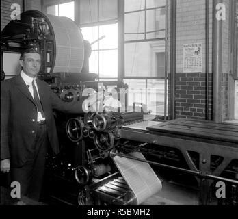 Stempel Maschine, Büro der Gravur Ca. August 1920 Stockfoto