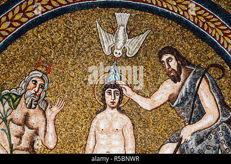 Mosaik in Arian Baptistry, UNESCO-Weltkulturerbe, Ravenna, Emilia-Romagna, Italien Stockfoto