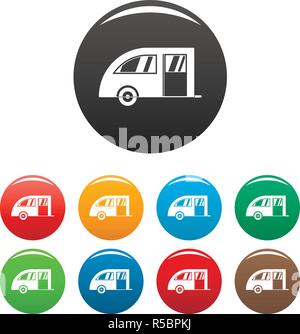 Camping trailer Icons Set 9 Farbe Vektor isoliert auf Weiss für jedes Design Stock Vektor