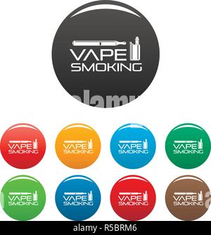 Vape Mann rauchen Icons Set 9 Farbe Vektor isoliert auf Weiss für jedes Design Stock Vektor