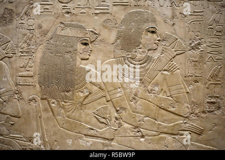 Ägypten, Luxor, West Bank, Gräber der Adligen, dem Grab des Ramose, Wesir und Gouverneur von Theben, Ramose Wandreliefs Stockfoto