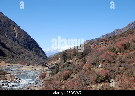 Der Sherpa Dorf Thudam im hohen Himalaya der östlichen Nepal Stockfoto