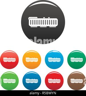Roboter Staubsauger Symbole 9 Color Vector isoliert auf Weiss für jedes Design Set Stock Vektor