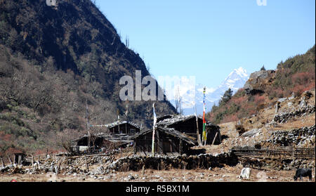 Der Sherpa Dorf Thudam in der Nähe der Lumba Sumba La Pass im östlichen Nepal Stockfoto